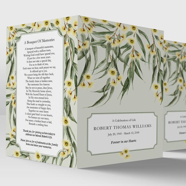 Eucalyptus gumnuts funeral program template 3.2