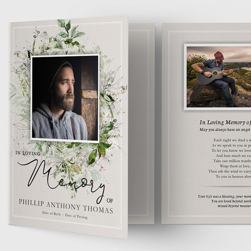 forest greenery funeral program template 1.3
