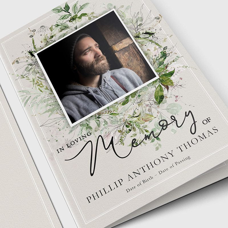 forest greenery funeral program template 1.5