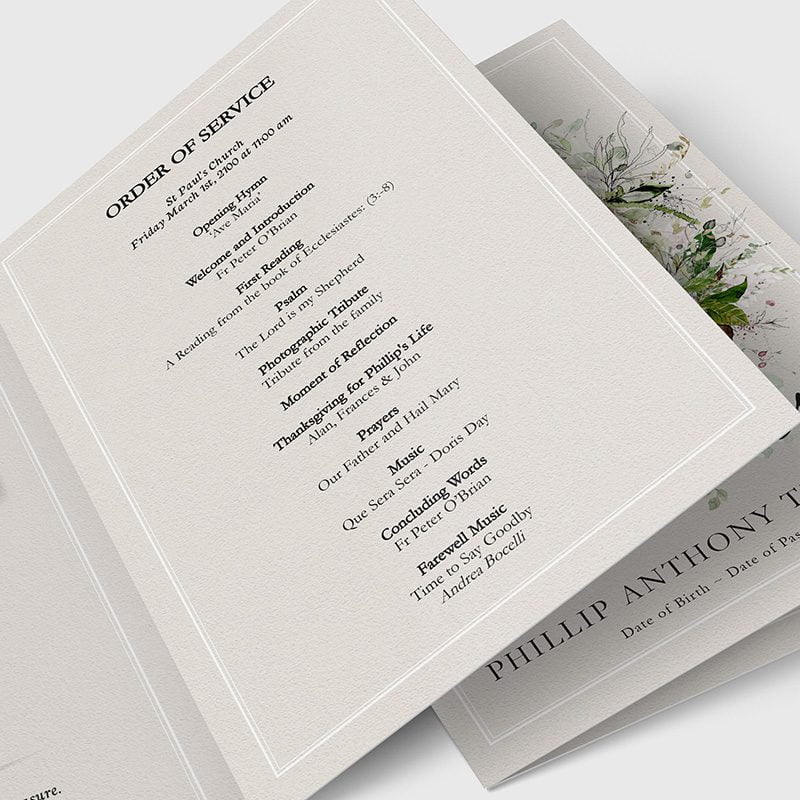 forest greenery funeral program template 1.6