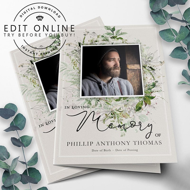 forest greenery funeral program template 4 copy