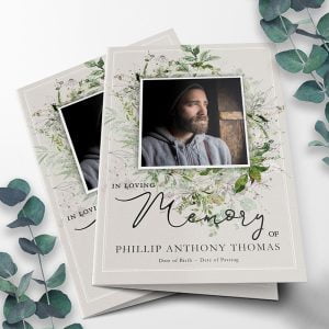 Forest Greenery Funeral Program Template