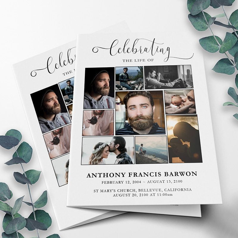 Photo Collage Funeral Program Template