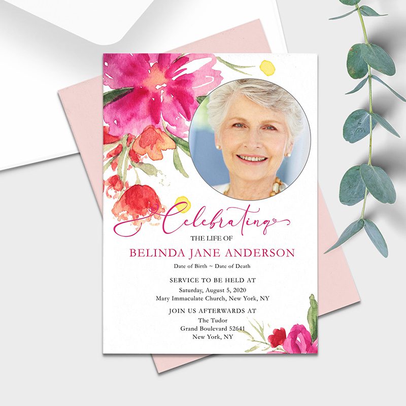 Beautiful Life Funeral Invitation Flat