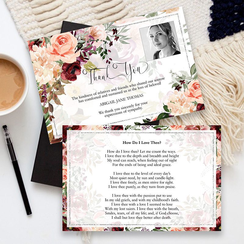 Mixed Florals Funeral Thank You Cards