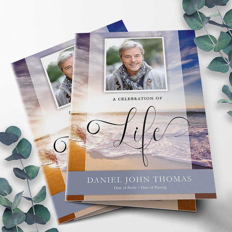 Ocean Waves Funeral Program Template