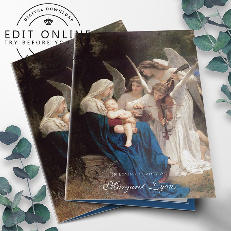 song of angels blue funeral program template 3