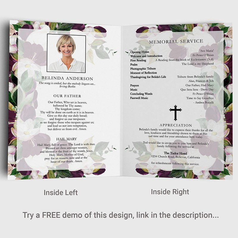 song of angels funeral program template 2.4