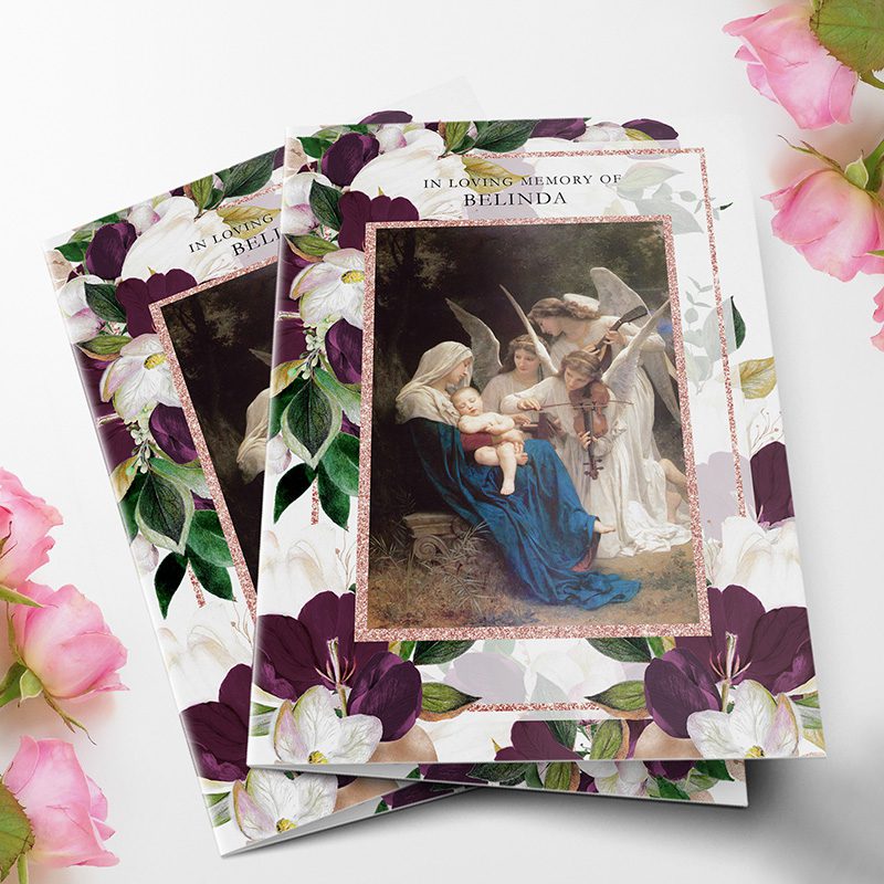 Song of Angels Floral Funeral Program Template