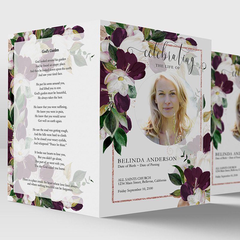 velvet floral funeral program template 2.2