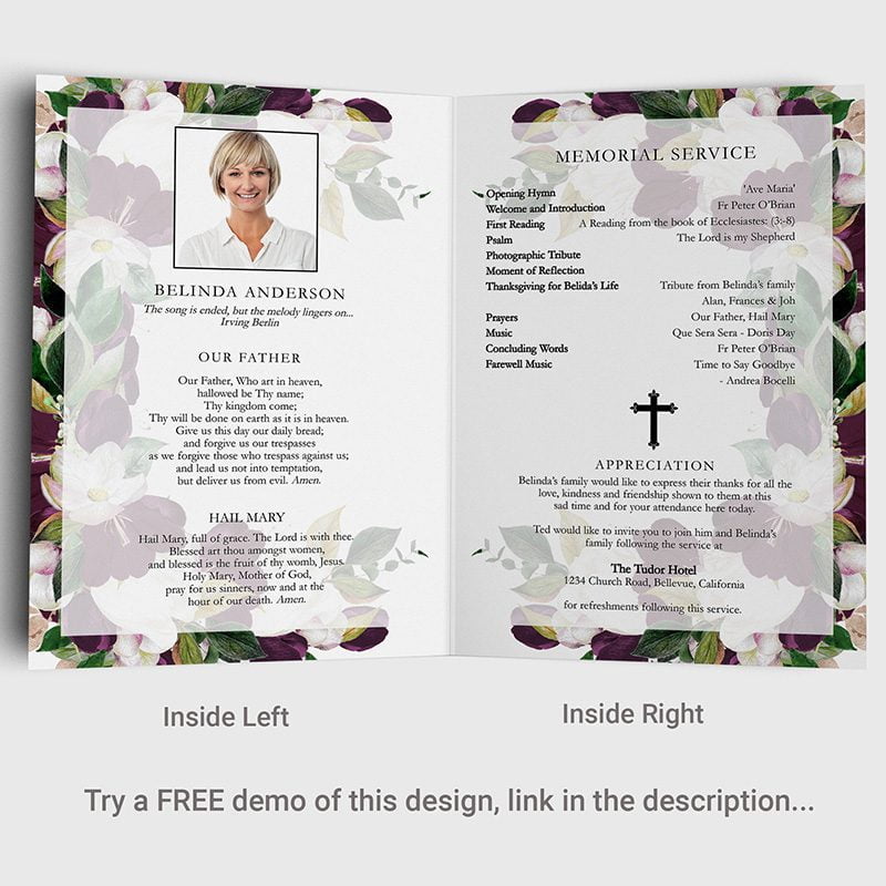 velvet floral funeral program template 2.4