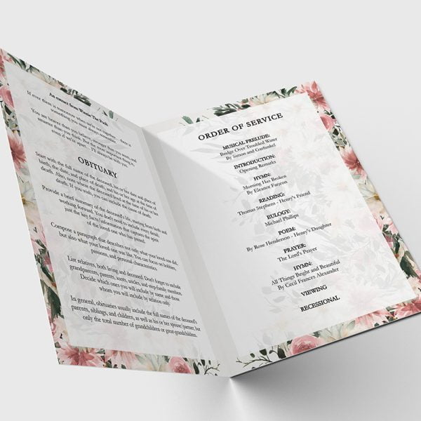 white and pastel floral funeral program template 2.1