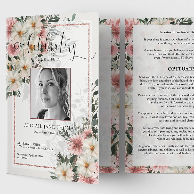 white and pastel floral funeral program template 2.3