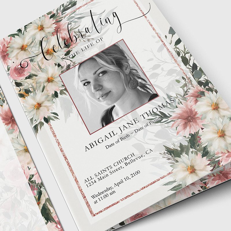 white and pastel floral funeral program template 2.5