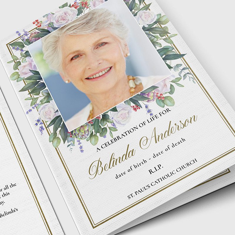 Beautiful Rose Funeral Program Template