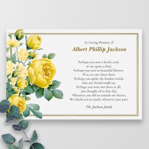 Antique Yellow Rose Funeral Thank You Cards