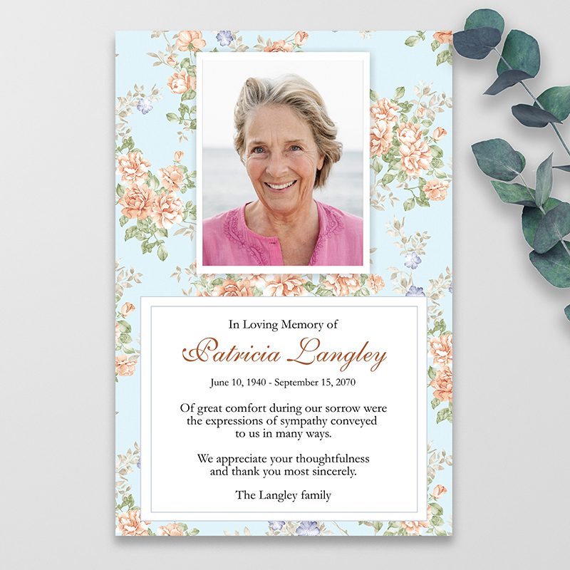 Cherished Blooms Funeral Thank You Cards