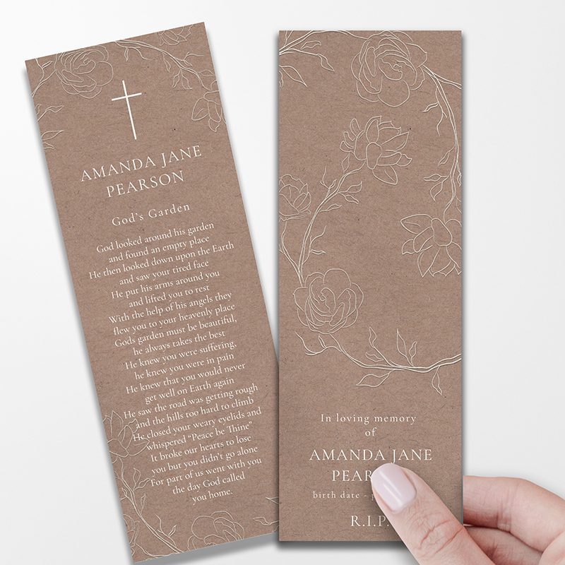 Elegant White Floral Memorial Bookmarks