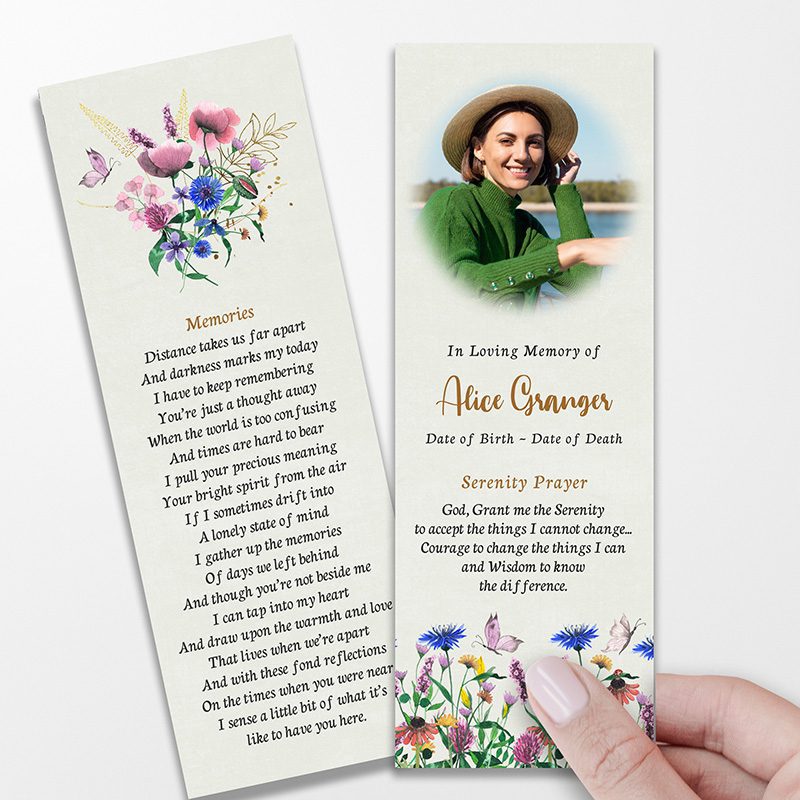 Butterflies & Wildflowers Memorial Bookmarks
