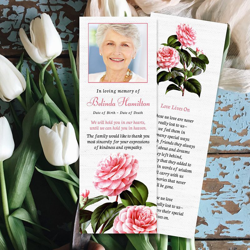 Camellia Pink Memorial Bookmarks