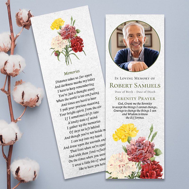 Carnations Memorial Bookmarks