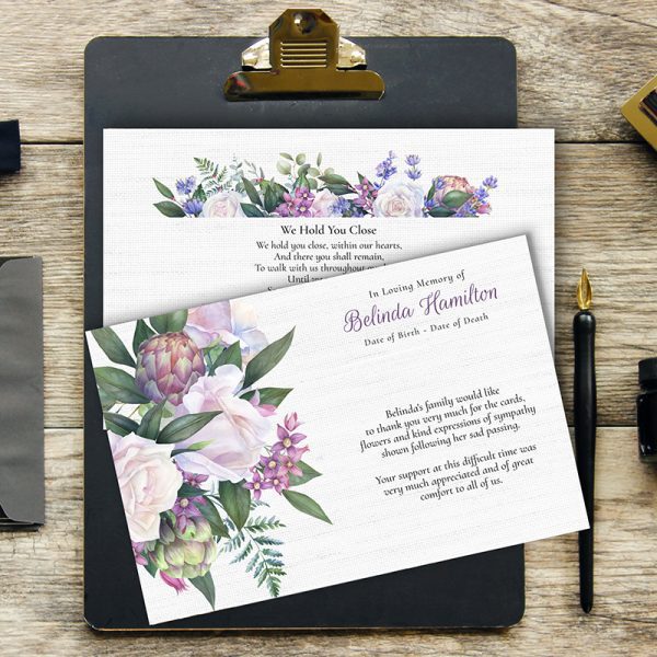 Beautiful Rose Funeral Thank You Cards