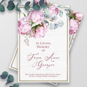 Pink Peony Funeral Thank You Cards