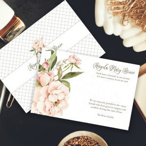 Antique Peonies Funeral Thank You Cards