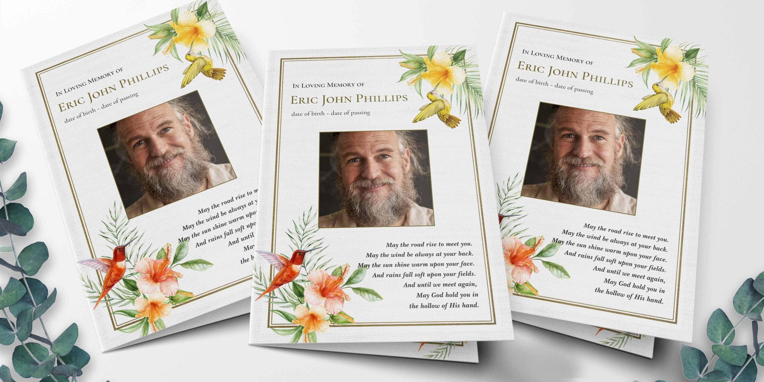 Hibiscus Paradise Funeral Program Template - try for FREE!