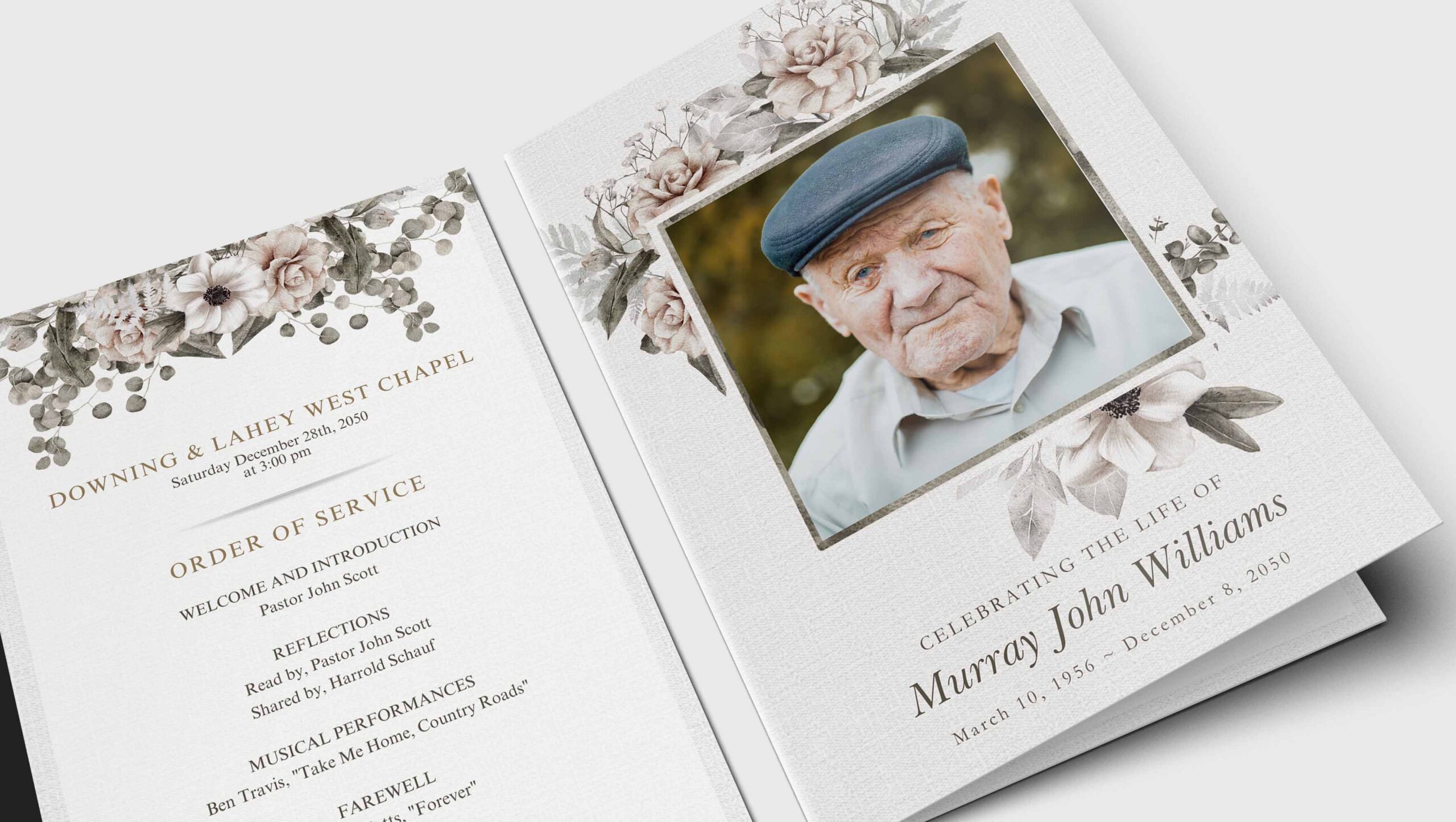 bouquet of roses funeral program template 2 copy scaled