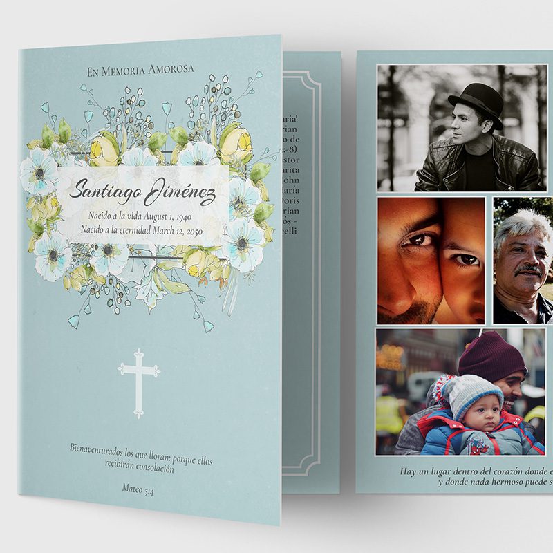 Funeral Cards in Spanish Moonlight Blue Template