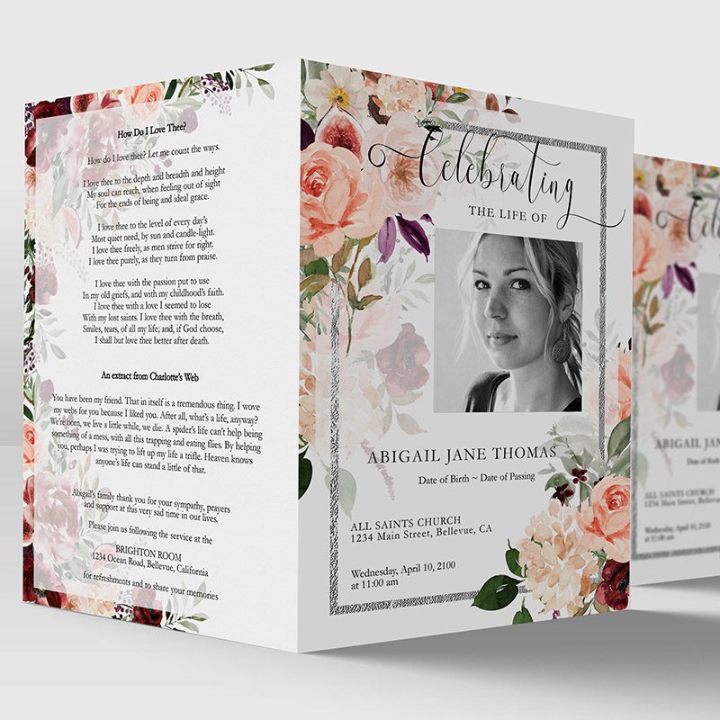 Free Mixed Florals Funeral Program Template Demo