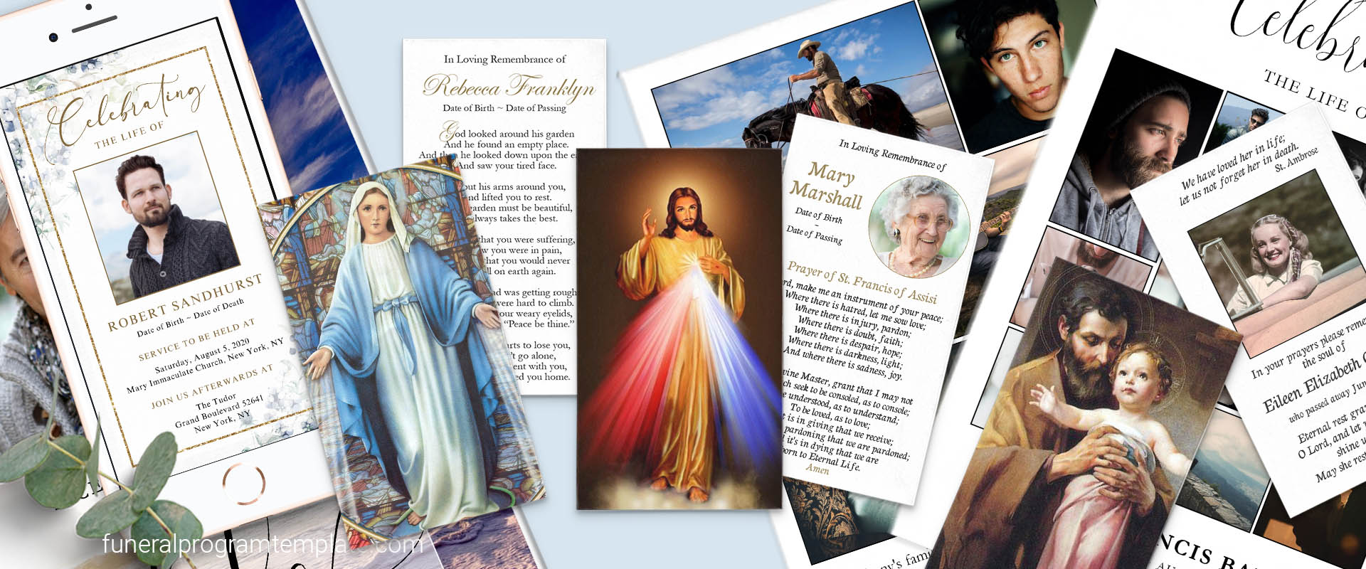 Prayer cards for a funeral
