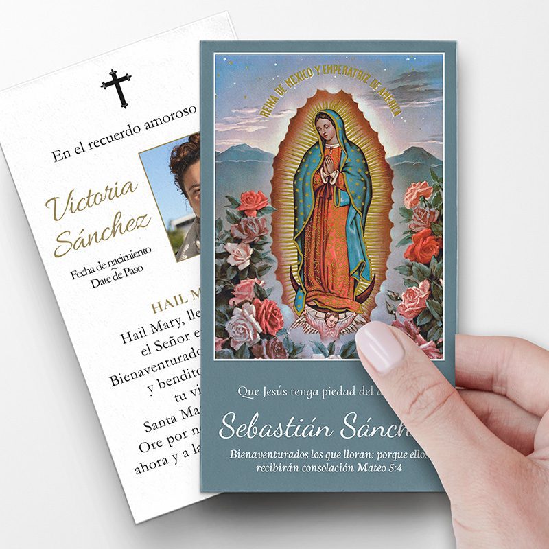 Funeral Cards in Spanish Our Lady of Guadalupe Prayer Card Template