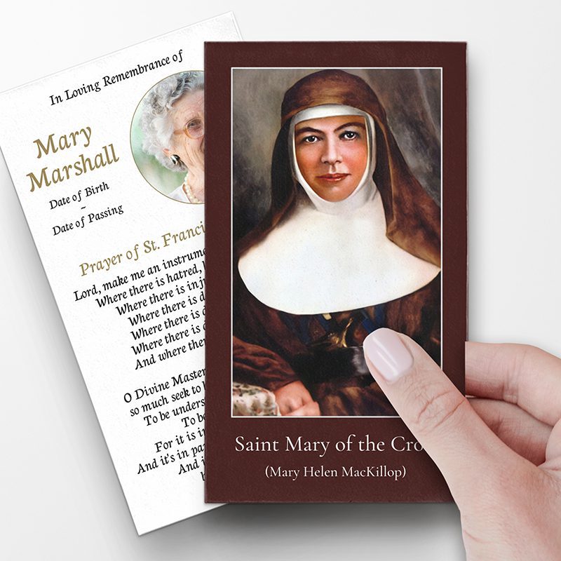 St Mary MacKillop prayer cards for a funeral
