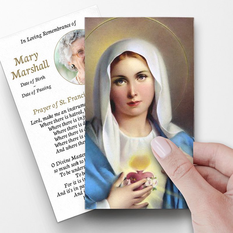 Italian Mary prayer cards for a funeral