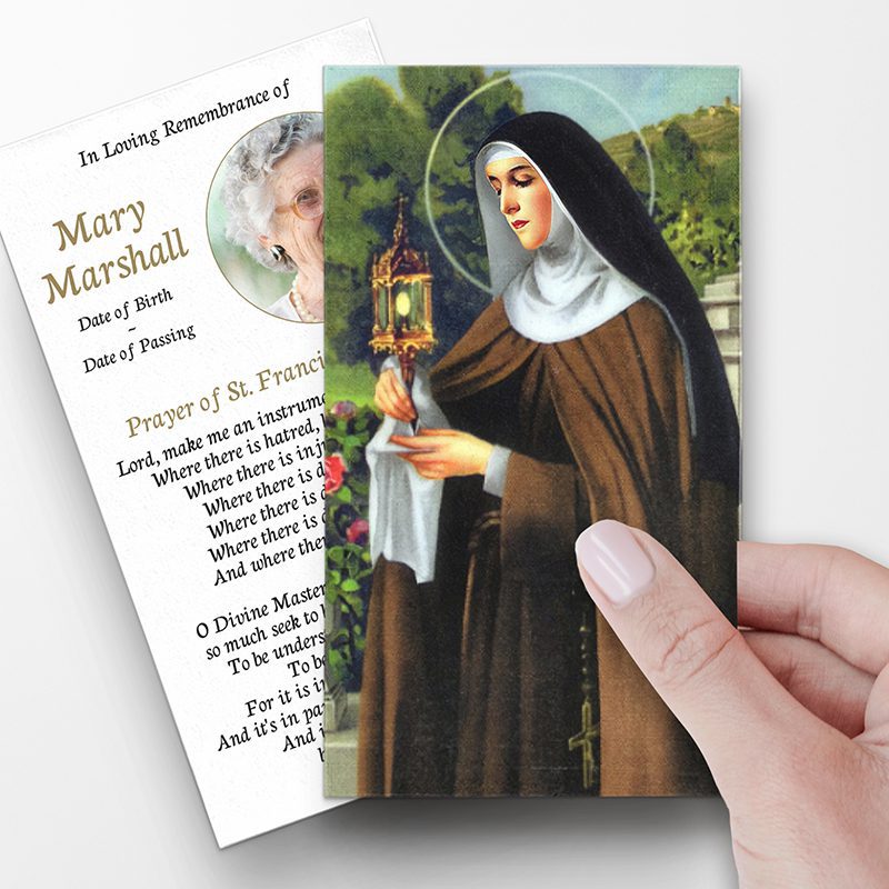 St Clare prayer cards for a funeral