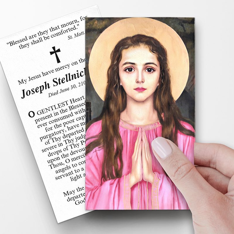 St Philomena prayer cards for a funeral