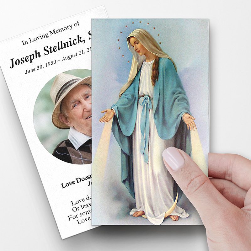 Radiant Mary prayer cards for a funeral