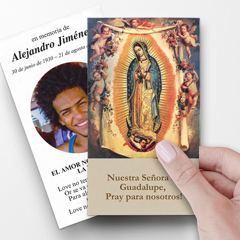 Funeral Cards in Spanish Our Lady of Guadalupe Prayer Card