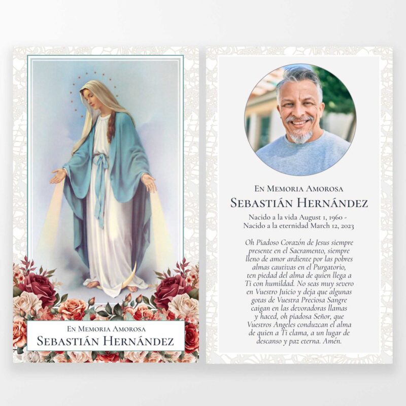 Rosa Maria Funeral Cards Spanish