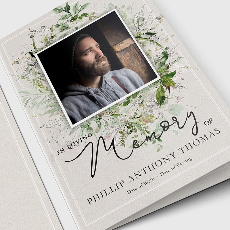 Forest Greenery Funeral Program Template