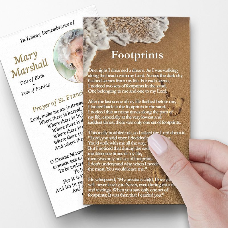 footprints in the sand prayer cards