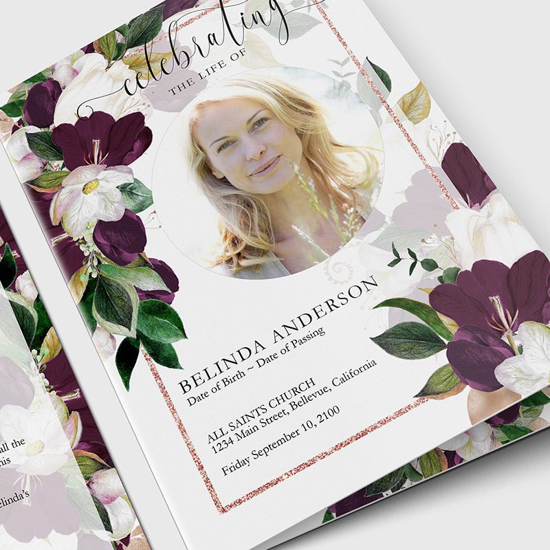 Velvet Florals Funeral Program Template